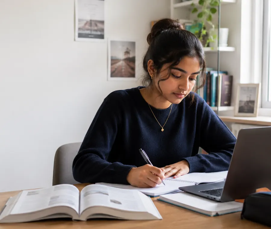 Student studying A Level courses at home